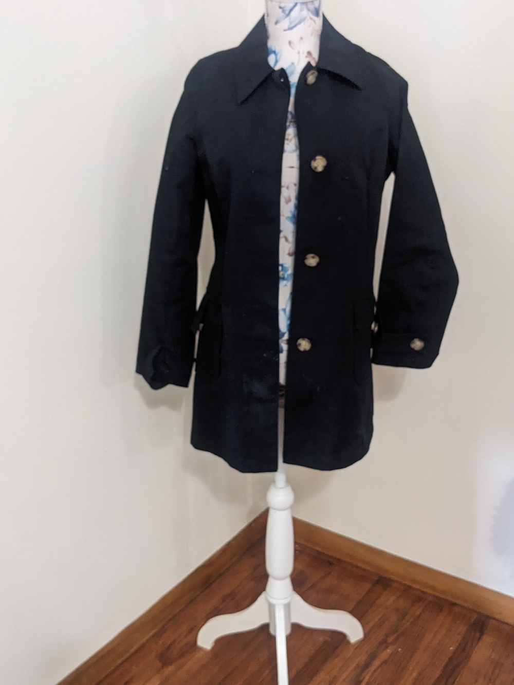 Classic Black Women's Button-Front Coat